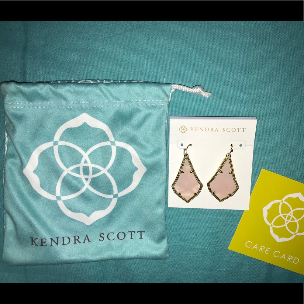 Kendra Scott Alex gold rose quartz earrings